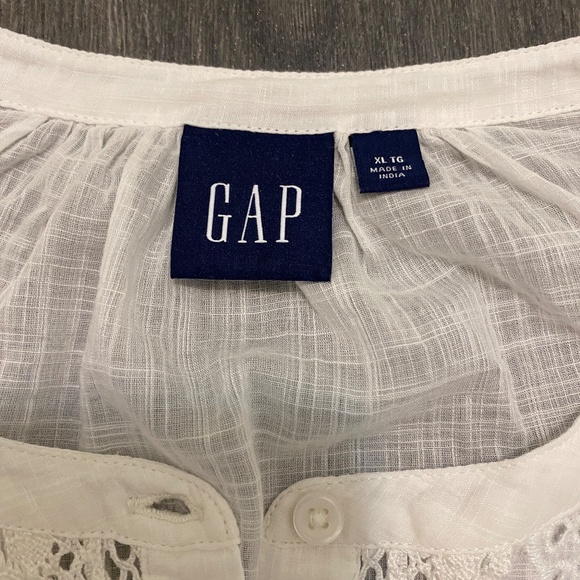 Gap Lace-Trim White Cotton Shirt Size XL - Picture 3 of 7